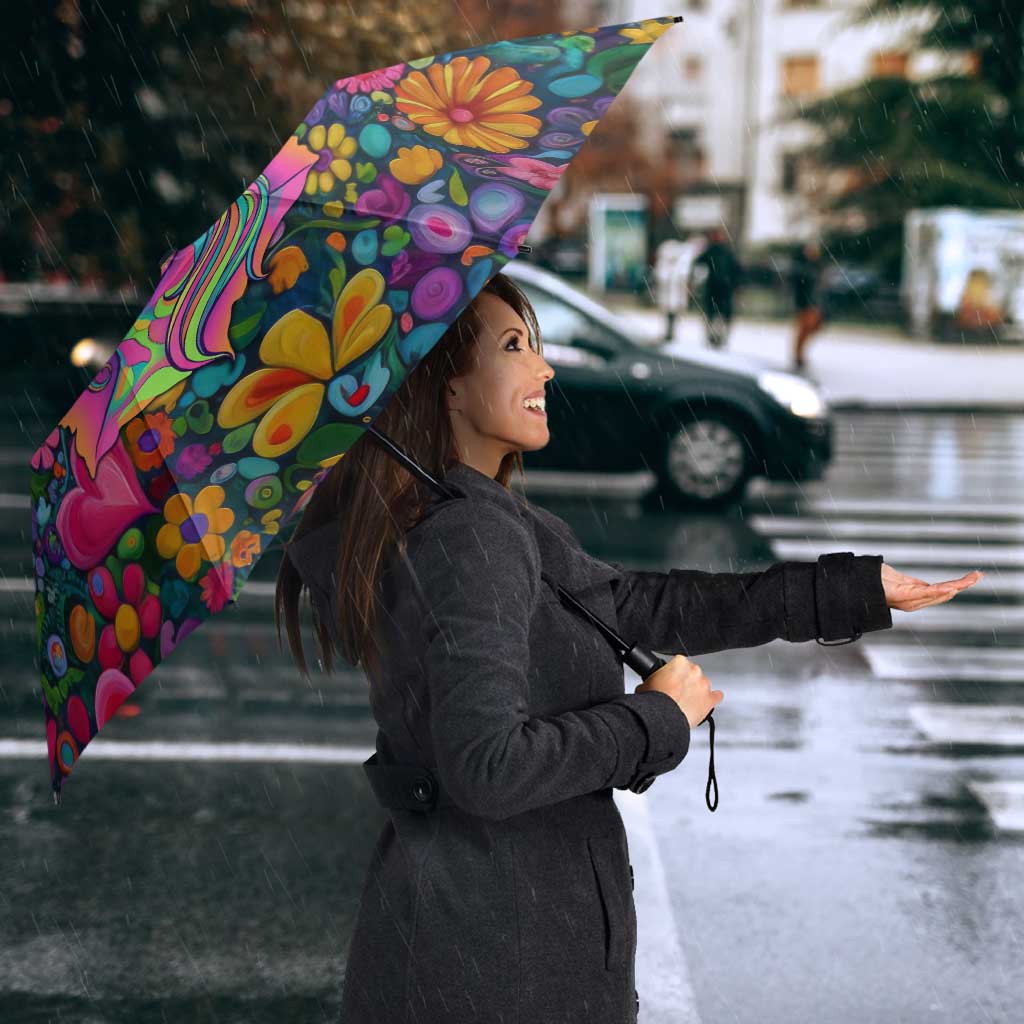 Psychedelic Visionary Woman Hippie Umbrella Tune In, Turn On, Drop Out - Flower Power Awakening
