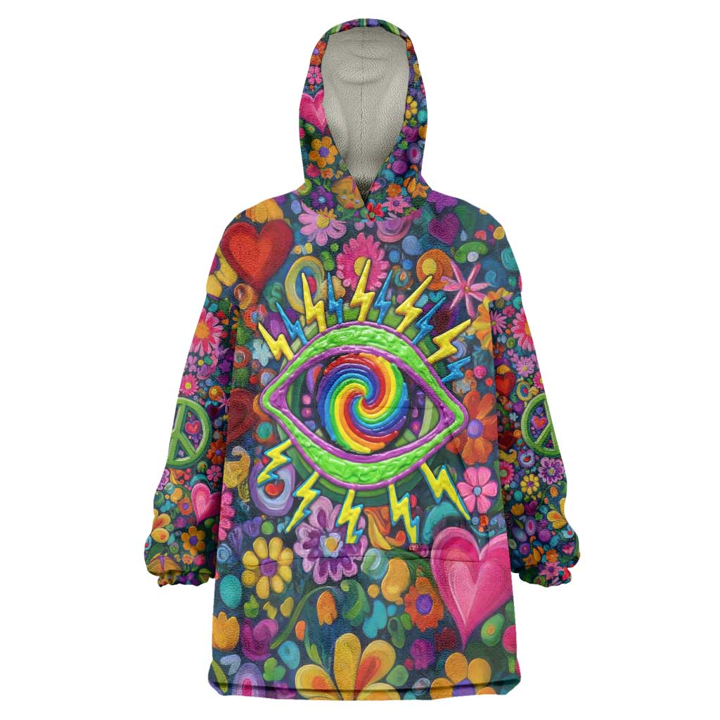 Psychedelic Visionary Woman Hippie Wearable Blanket Hoodie Tune In, Turn On, Drop Out - Flower Power Awakening