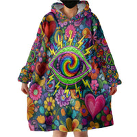 Psychedelic Visionary Woman Hippie Wearable Blanket Hoodie Tune In, Turn On, Drop Out - Flower Power Awakening