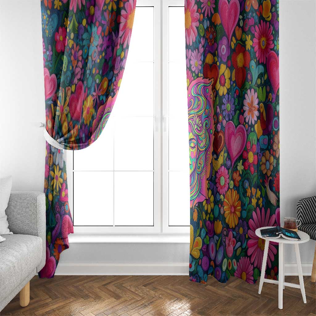 Psychedelic Visionary Woman Hippie Window Curtain Tune In, Turn On, Drop Out - Flower Power Awakening