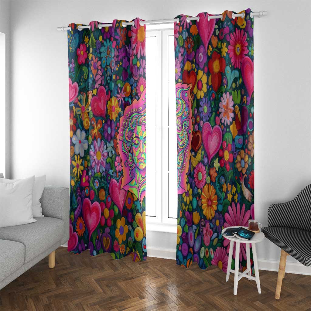 Psychedelic Visionary Woman Hippie Window Curtain Tune In, Turn On, Drop Out - Flower Power Awakening