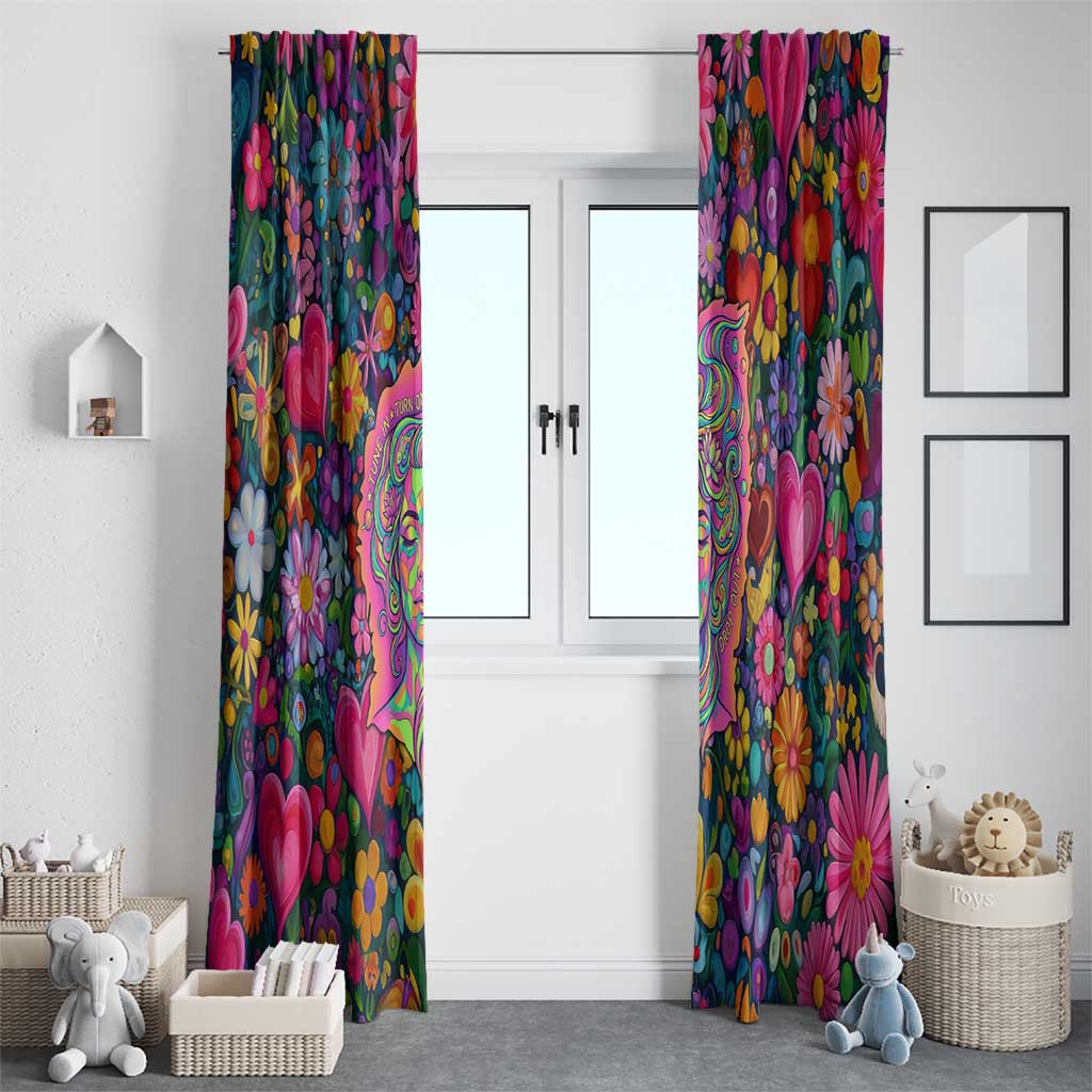 Psychedelic Visionary Woman Hippie Window Curtain Tune In, Turn On, Drop Out - Flower Power Awakening