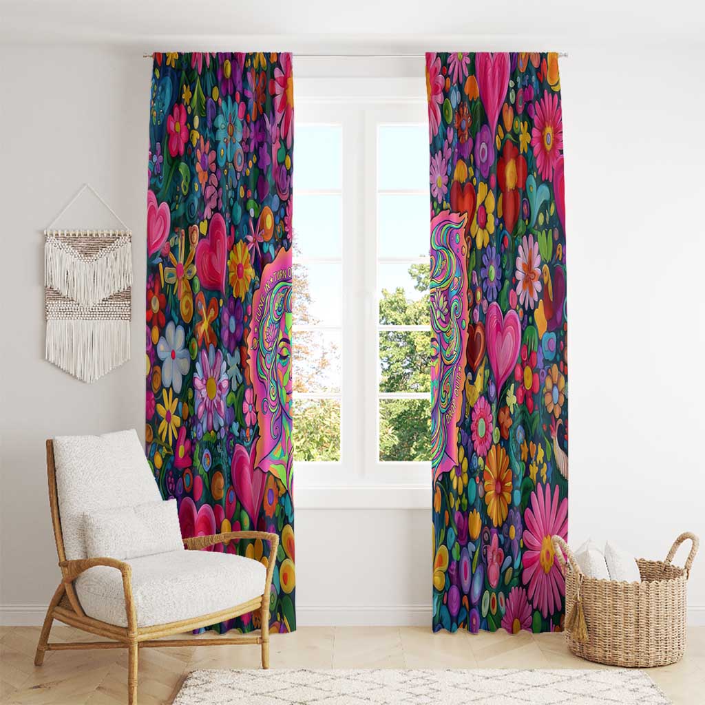 Psychedelic Visionary Woman Hippie Window Curtain Tune In, Turn On, Drop Out - Flower Power Awakening