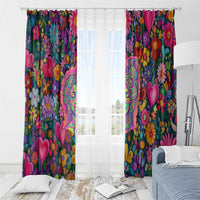 Psychedelic Visionary Woman Hippie Window Curtain Tune In, Turn On, Drop Out - Flower Power Awakening