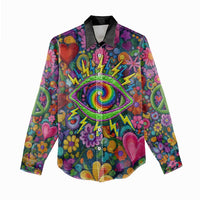 Psychedelic Visionary Woman Hippie Women Casual Shirt Tune In, Turn On, Drop Out - Flower Power Awakening