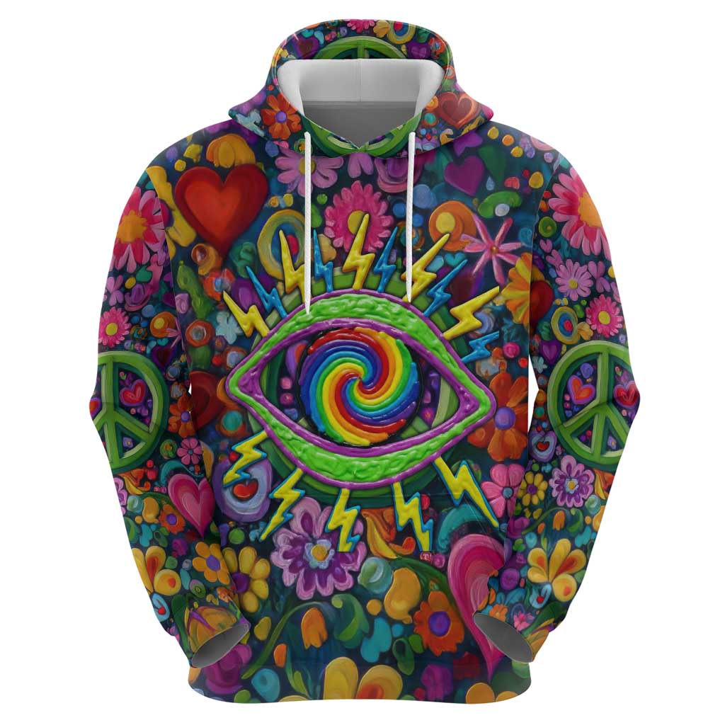 Psychedelic Visionary Woman Hippie Zip Hoodie Tune In, Turn On, Drop Out - Flower Power Awakening