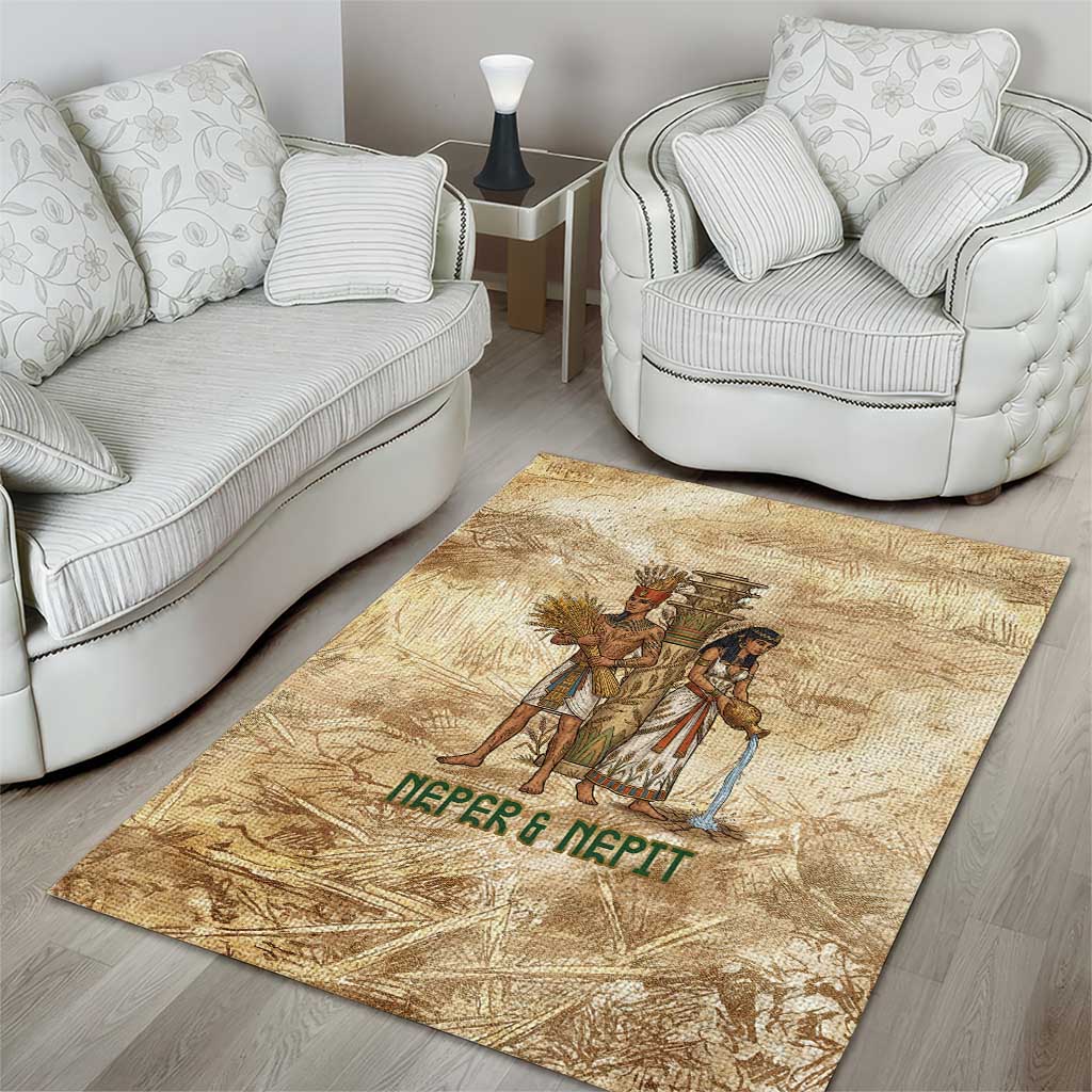 Neper and Nepit Area Rug Ancient Harvest and Fertility Design with Sickle and Grain