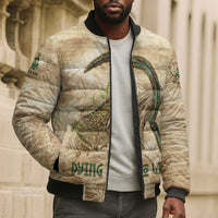 Neper and Nepit Bomber Puffer Jacket Ancient Harvest and Fertility Design with Sickle and Grain