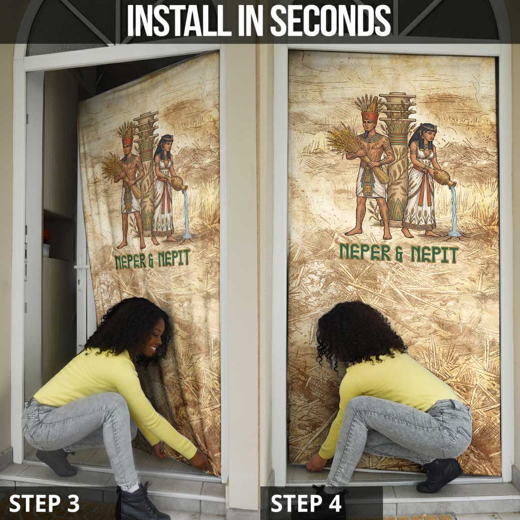 Neper and Nepit Door Cover Ancient Harvest and Fertility Design with Sickle and Grain