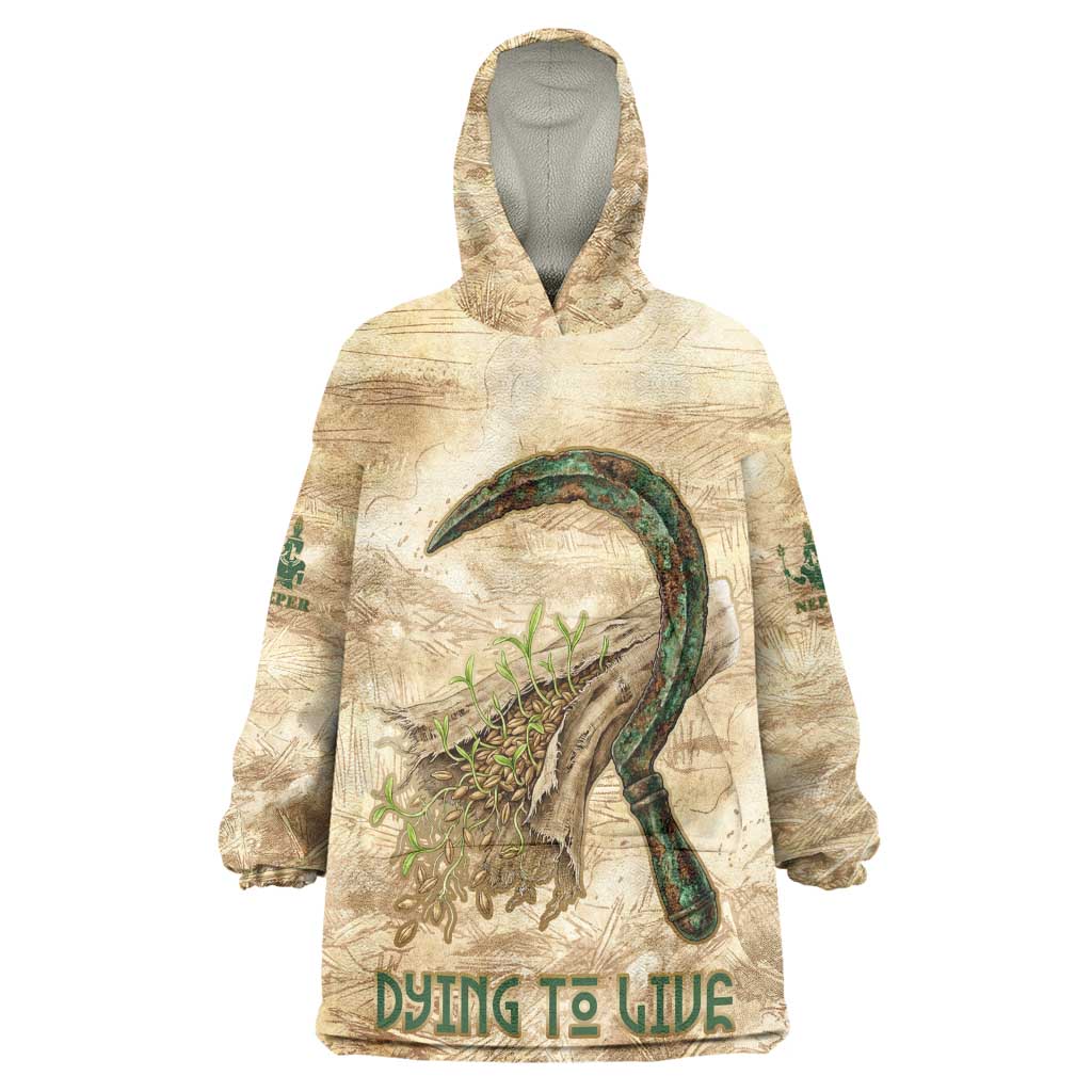 Neper and Nepit Kid Wearable Blanket Hoodie Ancient Harvest and Fertility Design with Sickle and Grain