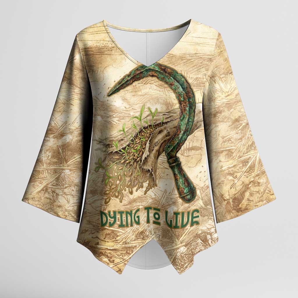 Neper and Nepit Kimono Sleeve Blouse Ancient Harvest and Fertility Design with Sickle and Grain
