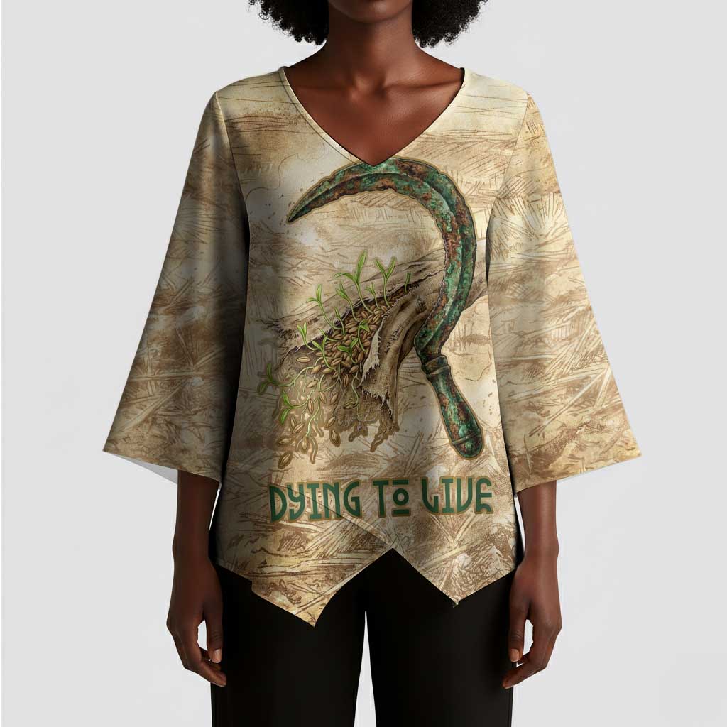 Neper and Nepit Kimono Sleeve Blouse Ancient Harvest and Fertility Design with Sickle and Grain