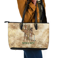 Neper and Nepit Leather Tote Bag Ancient Harvest and Fertility Design with Sickle and Grain
