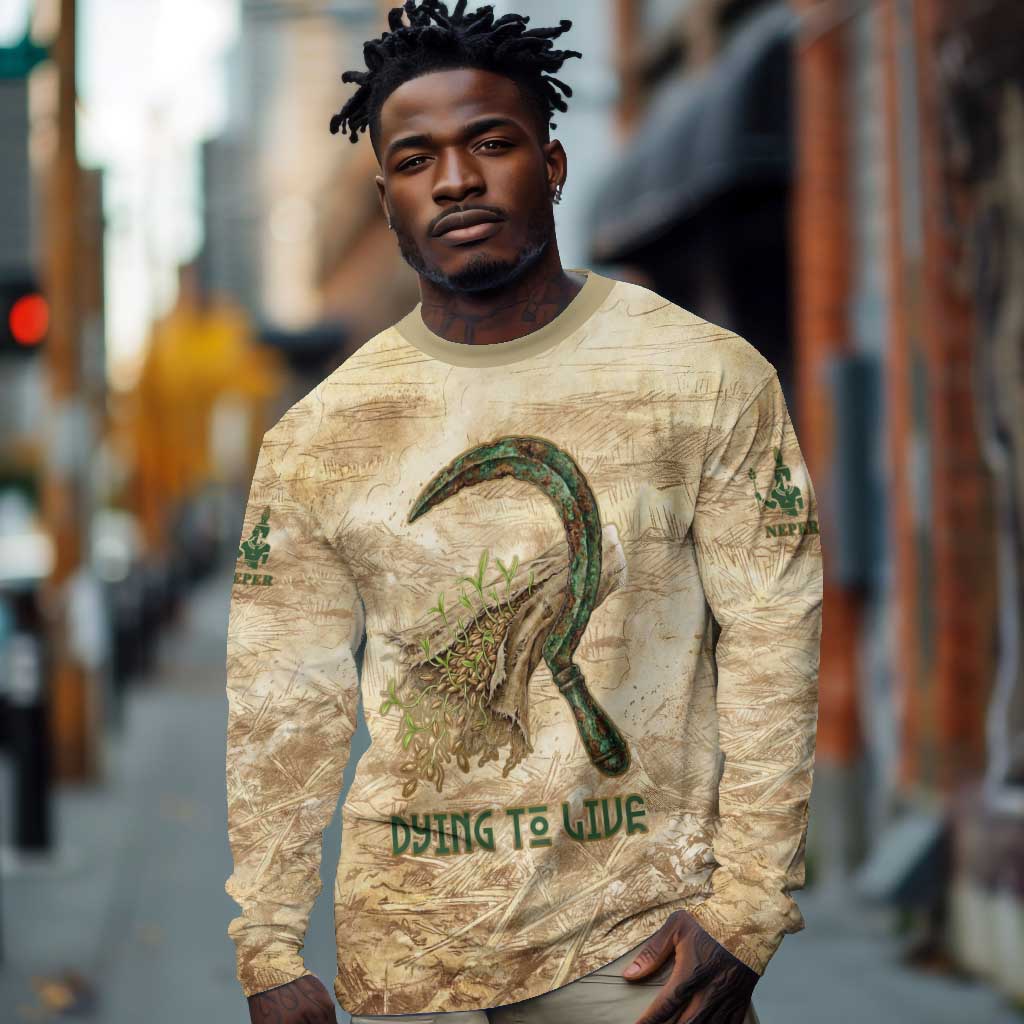 Neper and Nepit Long Sleeve Shirt Ancient Harvest and Fertility Design with Sickle and Grain