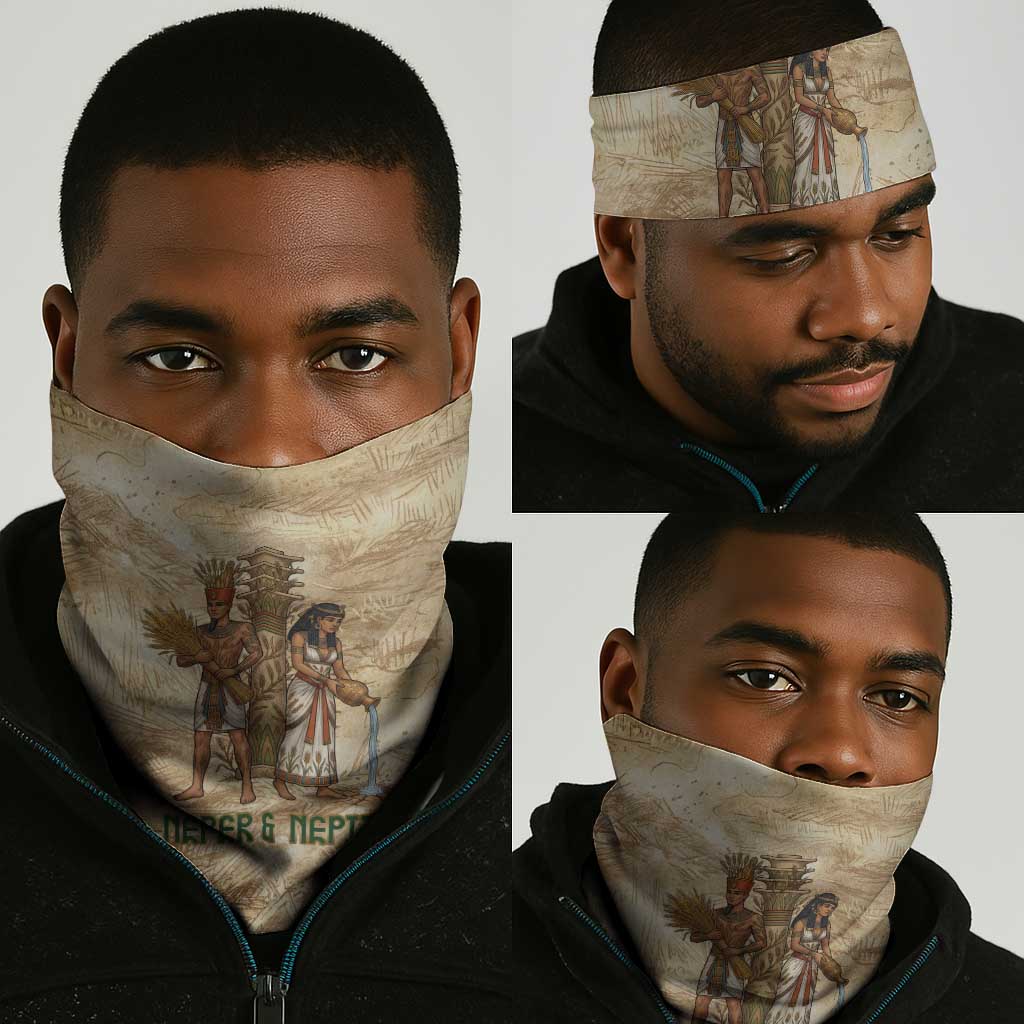 Neper and Nepit Neck Gaiter Ancient Harvest and Fertility Design with Sickle and Grain