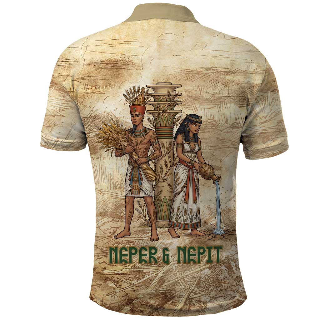 Neper and Nepit Polo Shirt Ancient Harvest and Fertility Design with Sickle and Grain