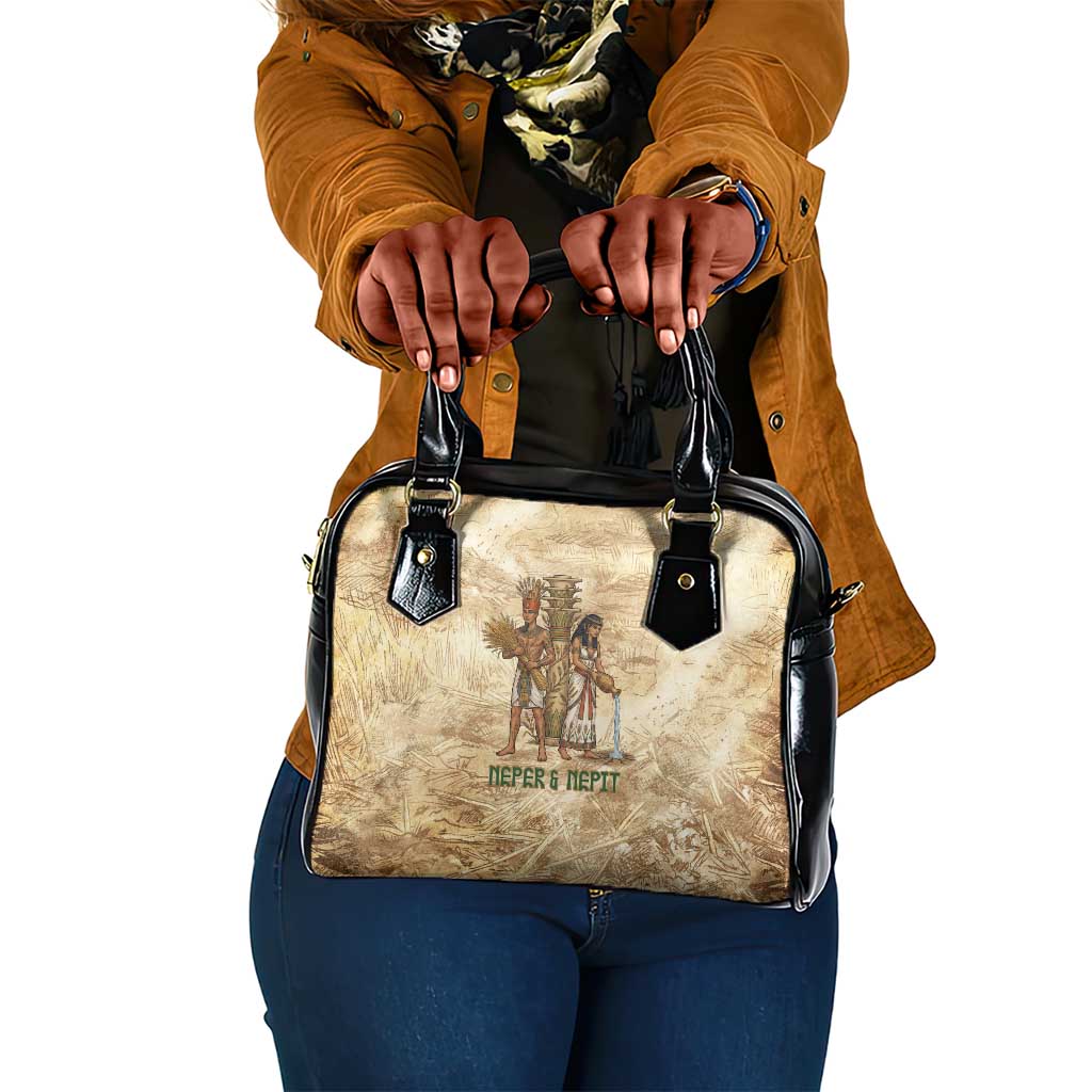Neper and Nepit Shoulder Handbag Ancient Harvest and Fertility Design with Sickle and Grain