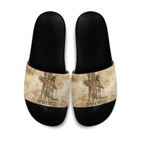 Neper and Nepit Slide Sandals Ancient Harvest and Fertility Design with Sickle and Grain