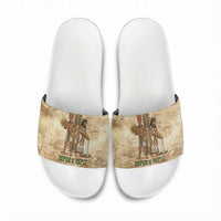 Neper and Nepit Slide Sandals Ancient Harvest and Fertility Design with Sickle and Grain