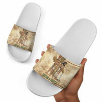Neper and Nepit Slide Sandals Ancient Harvest and Fertility Design with Sickle and Grain