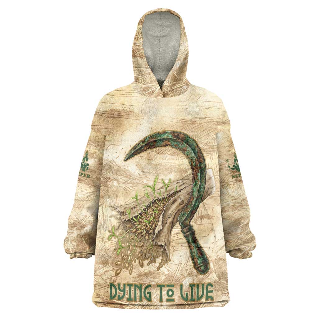 Neper and Nepit Wearable Blanket Hoodie Ancient Harvest and Fertility Design with Sickle and Grain