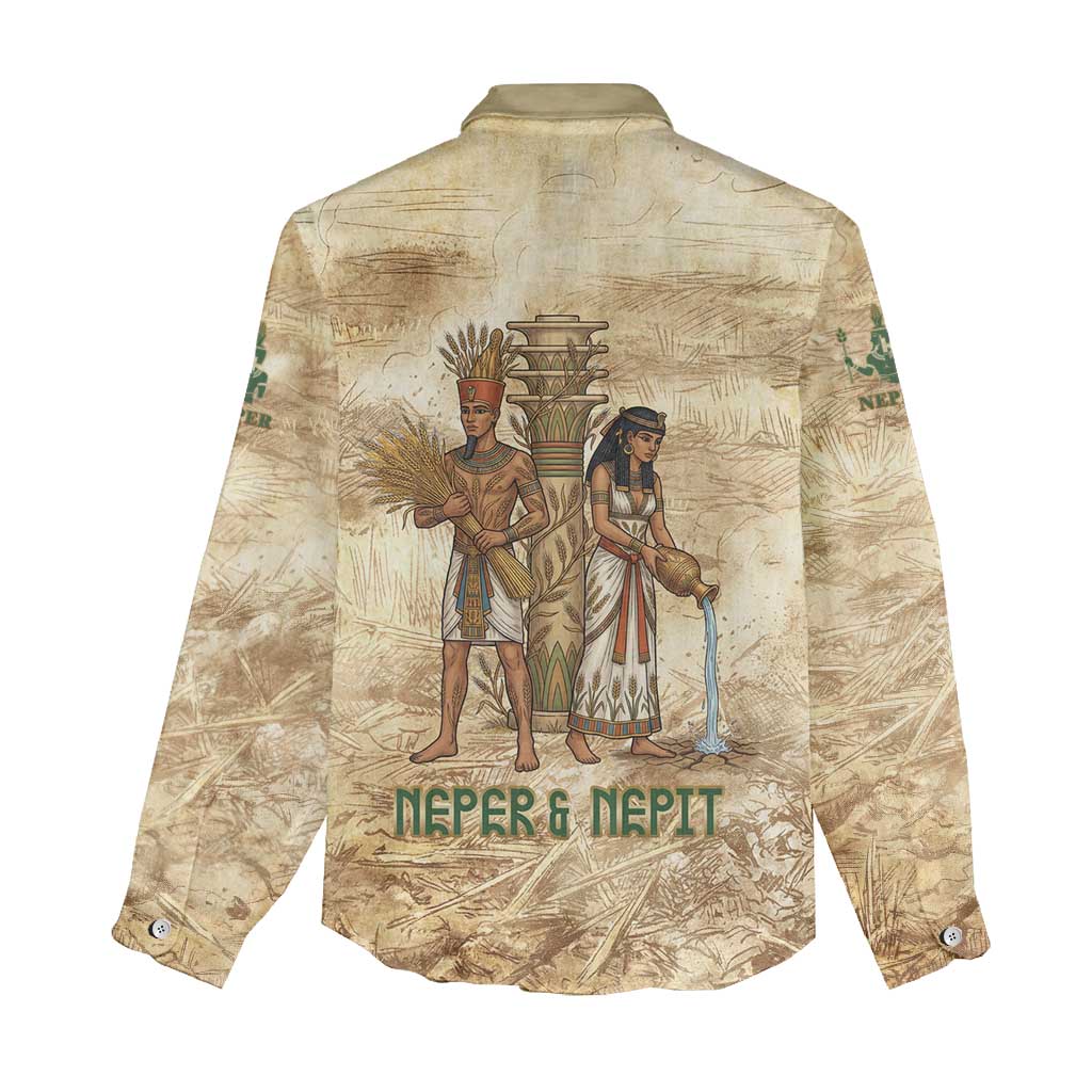 Neper and Nepit Women Casual Shirt Ancient Harvest and Fertility Design with Sickle and Grain