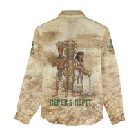 Neper and Nepit Women Casual Shirt Ancient Harvest and Fertility Design with Sickle and Grain