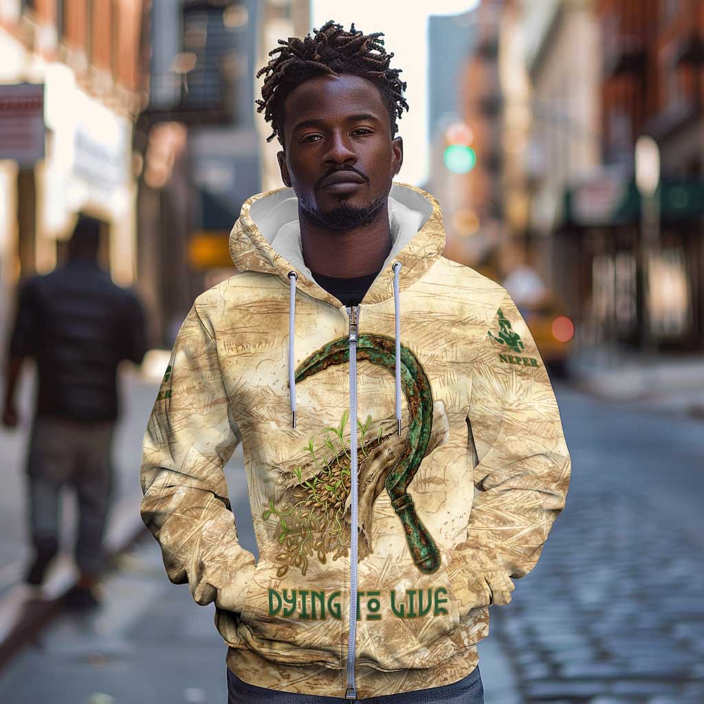 Neper and Nepit Zip Hoodie Ancient Harvest and Fertility Design with Sickle and Grain