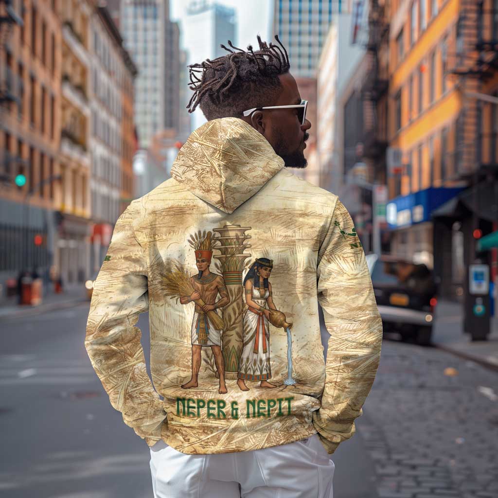 Neper and Nepit Zip Hoodie Ancient Harvest and Fertility Design with Sickle and Grain