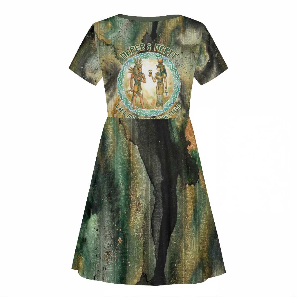 Neper and Nepit Kid Short Sleeve Dress Ancient Egyptian Seed Awakening and Fertility