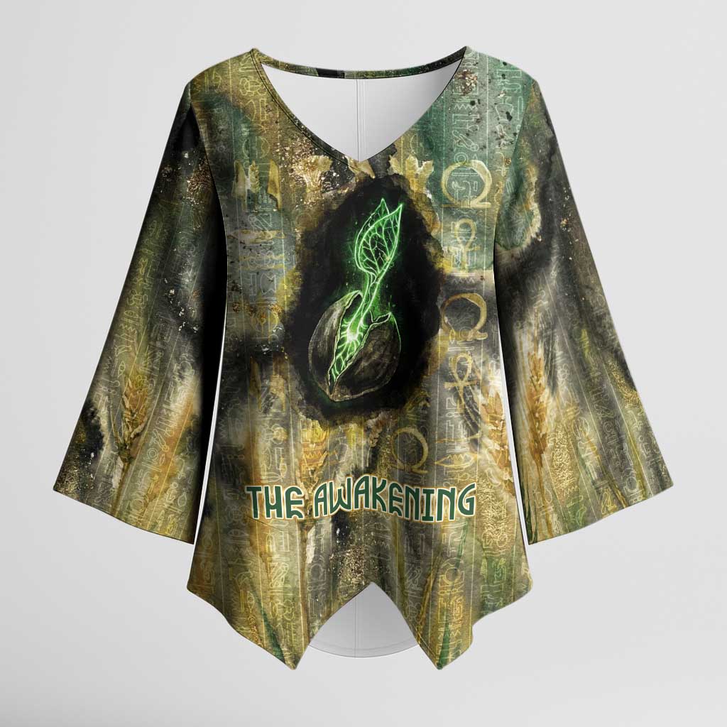 Neper and Nepit Kimono Sleeve Blouse Ancient Egyptian Seed Awakening and Fertility