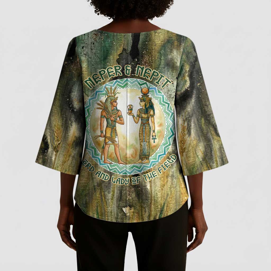 Neper and Nepit Kimono Sleeve Blouse Ancient Egyptian Seed Awakening and Fertility