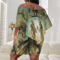 Neper and Nepit Off Shoulder Short Dress Ancient Egyptian Seed Awakening and Fertility