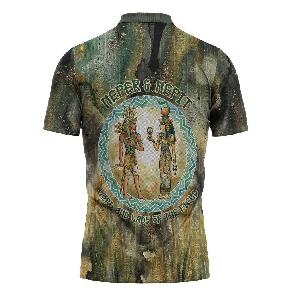 Neper and Nepit Zipper Polo Shirt Ancient Egyptian Seed Awakening and Fertility