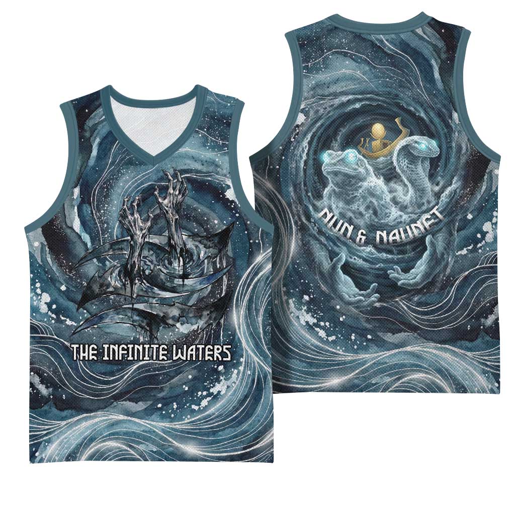 Egypt Nun and Naunet Basketball Jersey Primordial Water Gods Cosmic Ocean Infinite Waves
