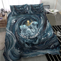 Egypt Nun and Naunet Bedding Set Primordial Water Gods Cosmic Ocean Infinite Waves