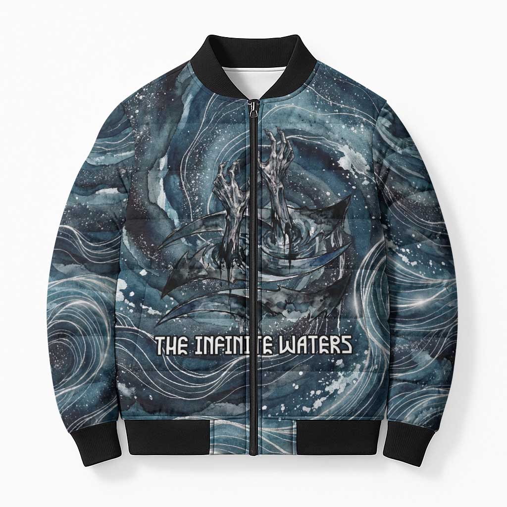 Egypt Nun and Naunet Bomber Puffer Jacket Primordial Water Gods Cosmic Ocean Infinite Waves