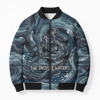 Egypt Nun and Naunet Bomber Puffer Jacket Primordial Water Gods Cosmic Ocean Infinite Waves