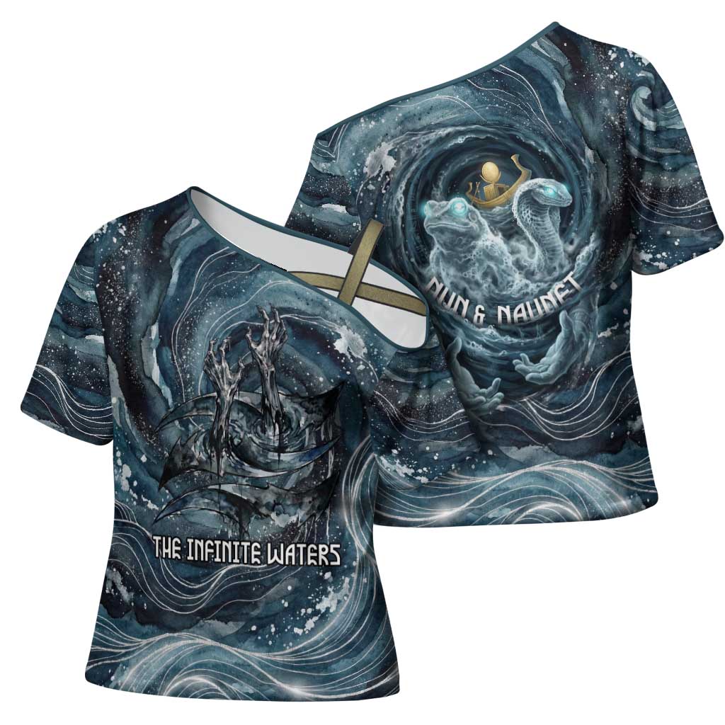 Egypt Nun and Naunet Cross Shoulder Shirt Primordial Water Gods Cosmic Ocean Infinite Waves