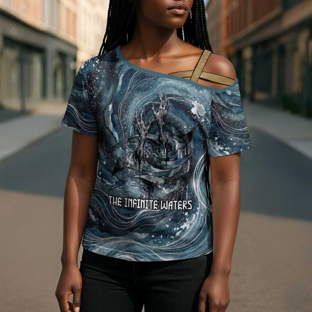 Egypt Nun and Naunet Cross Shoulder Shirt Primordial Water Gods Cosmic Ocean Infinite Waves