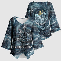 Egypt Nun and Naunet Kimono Sleeve Blouse Primordial Water Gods Cosmic Ocean Infinite Waves