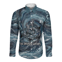 Egypt Nun and Naunet Long Sleeve Button Shirt Primordial Water Gods Cosmic Ocean Infinite Waves