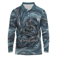 Egypt Nun and Naunet Long Sleeve Polo Shirt Primordial Water Gods Cosmic Ocean Infinite Waves