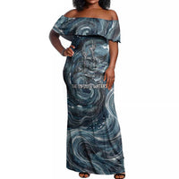 Egypt Nun and Naunet Off Shoulder Maxi Dress Primordial Water Gods Cosmic Ocean Infinite Waves