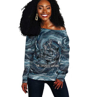 Egypt Nun and Naunet Off Shoulder Sweater Primordial Water Gods Cosmic Ocean Infinite Waves
