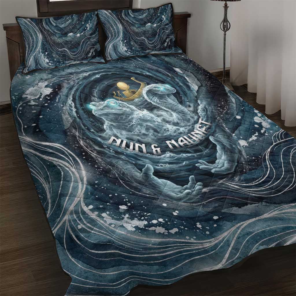 Egypt Nun and Naunet Quilt Bed Set Primordial Water Gods Cosmic Ocean Infinite Waves