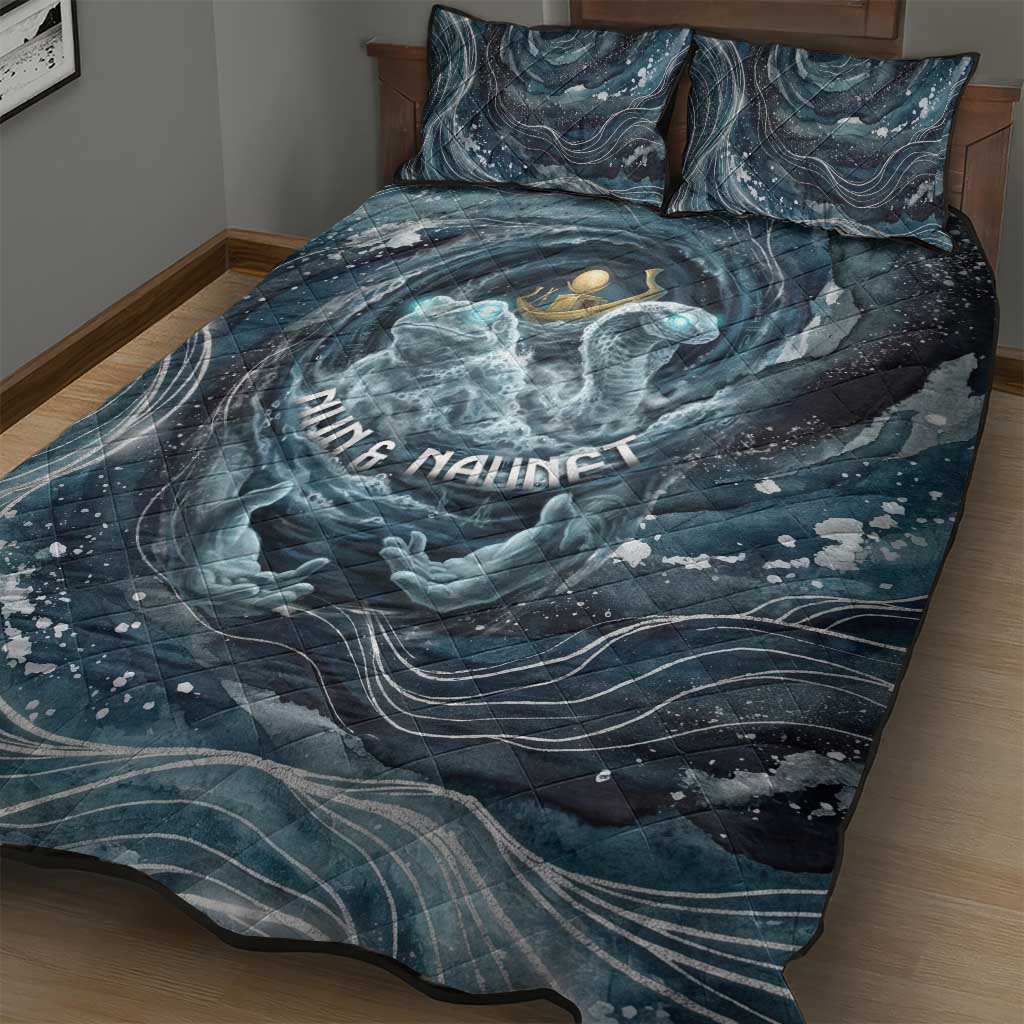 Egypt Nun and Naunet Quilt Bed Set Primordial Water Gods Cosmic Ocean Infinite Waves