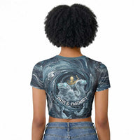 Egypt Nun and Naunet Raglan Cropped T shirt Primordial Water Gods Cosmic Ocean Infinite Waves