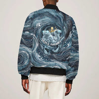 Egypt Nun and Naunet Sleeve Zip Bomber Jacket Primordial Water Gods Cosmic Ocean Infinite Waves