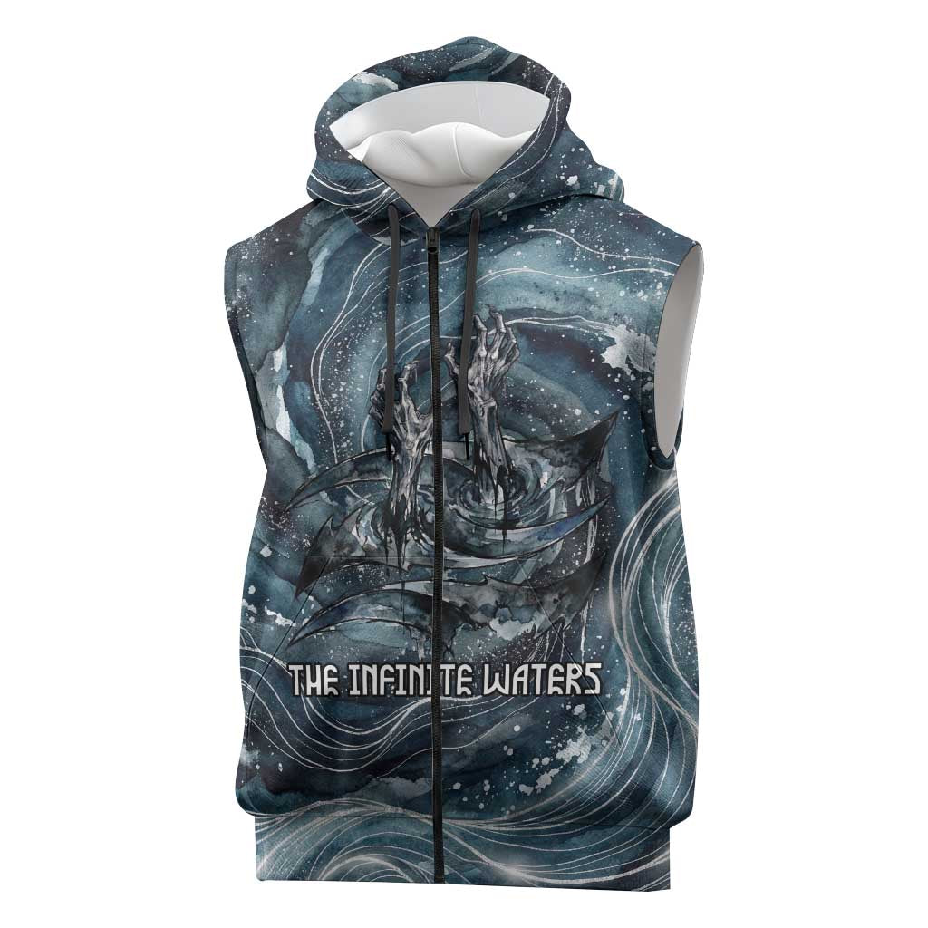 Egypt Nun and Naunet Sleeveless Zip Hoodie Primordial Water Gods Cosmic Ocean Infinite Waves